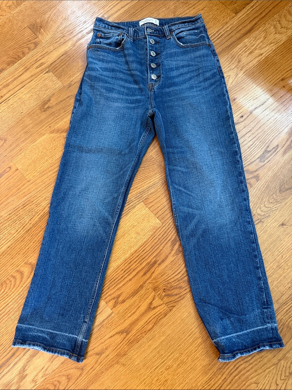 Abercrombie & Fitch The Ankle Straight Ultra High Rise Button Fly Jeans Size 28